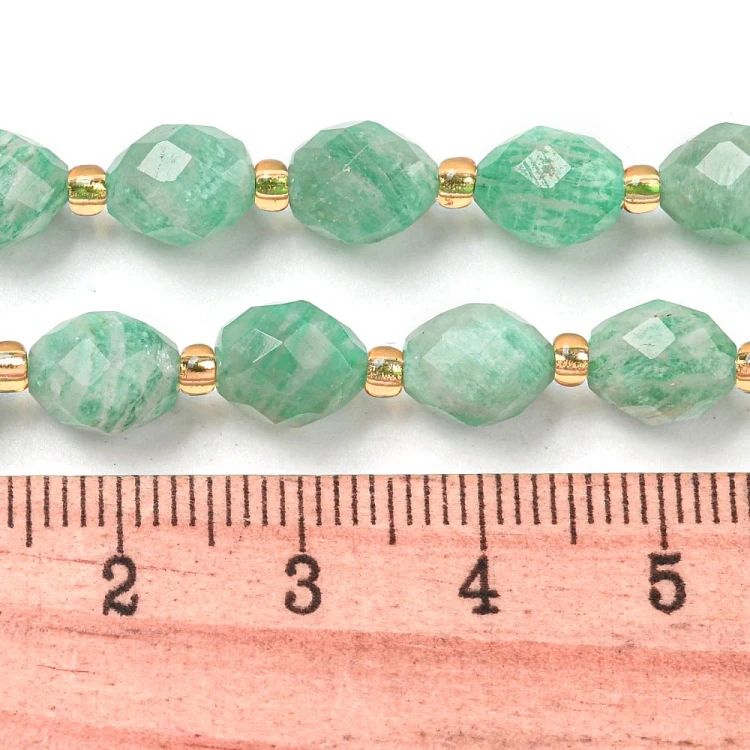 AMZ28 Amazonit kamień naturalny koraliki beczułka 7x8mm fasetowana sznur 19szt