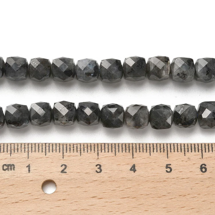 KK170 Larvikit norweski kamień księżycowy naturalny koraliki kostka 7mm sznur 60szt