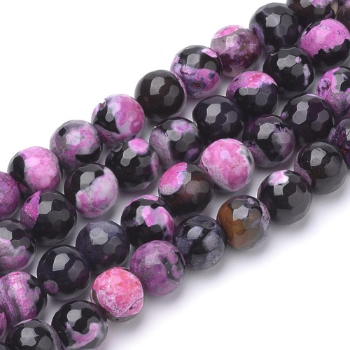 AGF100 Agat ognisty Fire Crackle kamień naturalny fasetowany koraliki kule 6mm sznur 64szt