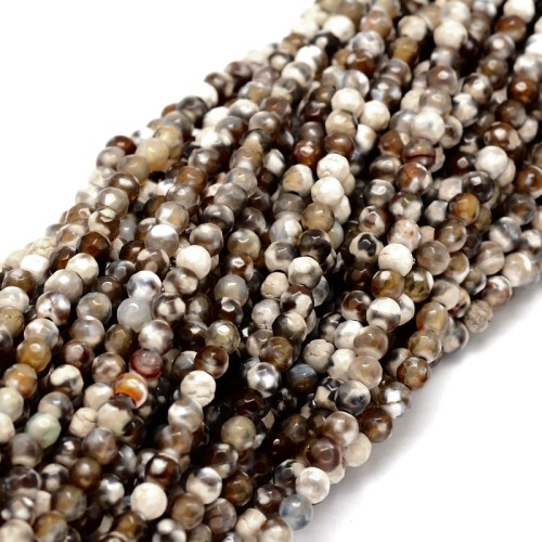 AGF101 Agat ognisty Fire Crackle kamień naturalny fasetowany koraliki kule 4mm sznur 87szt
