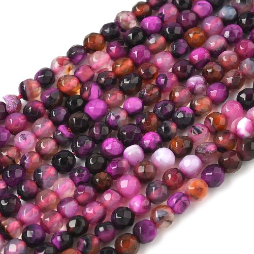 AGF103 Agat kamień naturalny koraliki kule 4mm fasetowane sznur 88szt.