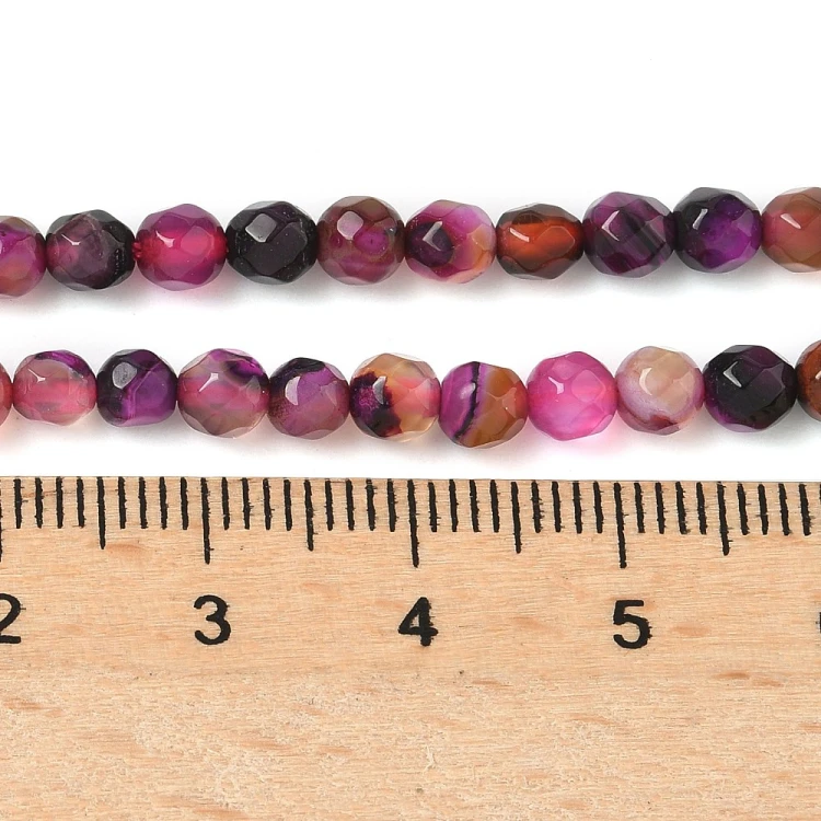 AGF103 Agat kamień naturalny koraliki kule 4mm fasetowane sznur 88szt.