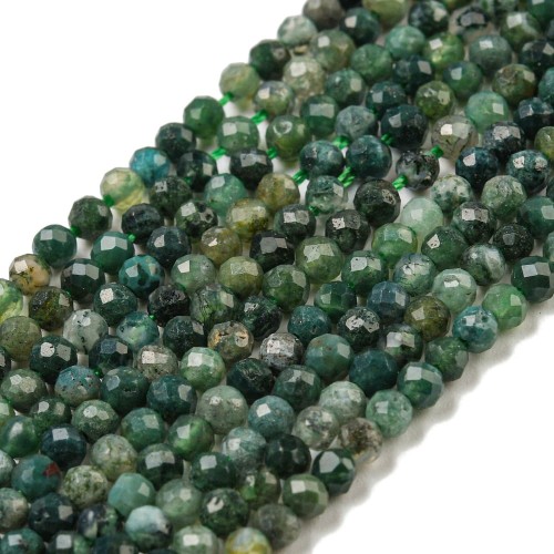 AGF62 Agat Moss mszysty kamień naturalny koraliki kule fasetowane 4mm