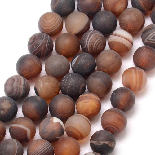 AGP217 Agat pasiasty matowy kamień naturalny koraliki kule 6mm sznur 61szt