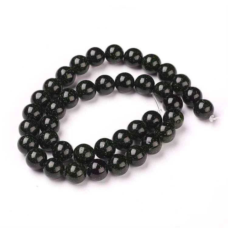 GST34 Kamień Green Goldstone Noc Kairu koraliki kule 6mm sznur 63szt