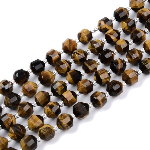 TO49 Tygrysie Oko kamień naturalny koraliki kule 8mm fasetowane sznur 37szt