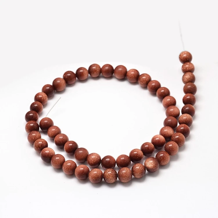 GST35 Kamień Goldstone Piasek Pustyni koraliki kule 8mm sznur 48szt
