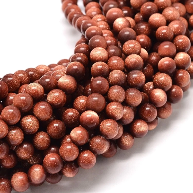 GST35 Kamień Goldstone Piasek Pustyni koraliki kule 8mm sznur 48szt