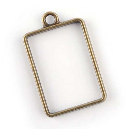 BEZ516 Zawieszka ramka do żywicy prostokątna 21x34mm 2szt antyczny brąz