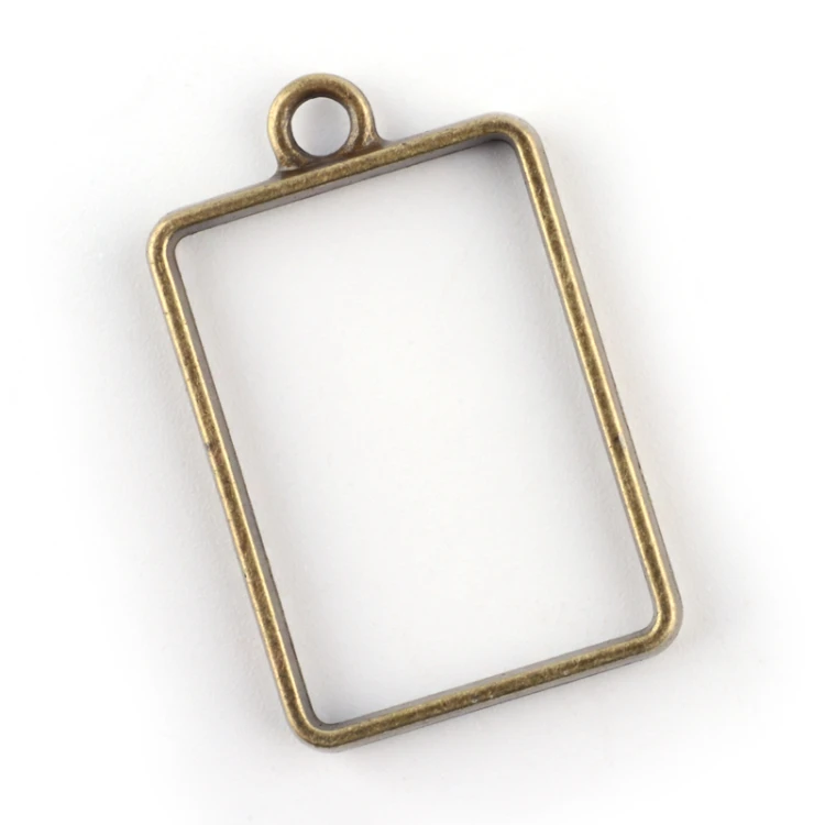 BEZ516 Zawieszka ramka do żywicy prostokątna 21x34mm 2szt antyczny brąz