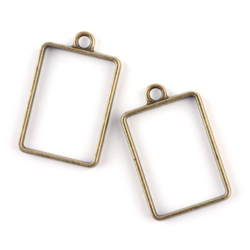 BEZ516 Zawieszka ramka do żywicy prostokątna 21x34mm 2szt antyczny brąz