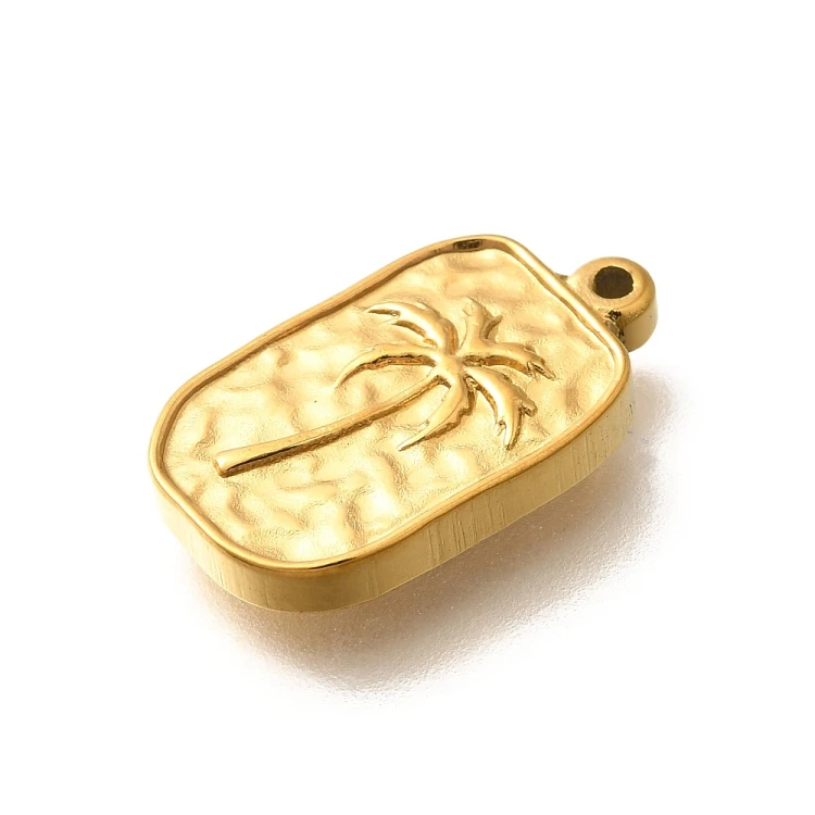 ZSS461 Zawieszka do biżuterii palma 10x17mm stal nierdzewna IP złota