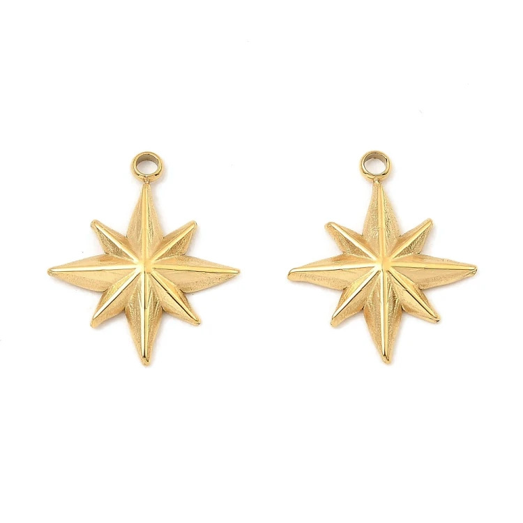 ZSS464 Zawieszka do biżuterii gwiazda gwiazdka 14x16mm stal nierdzewna złota 18K