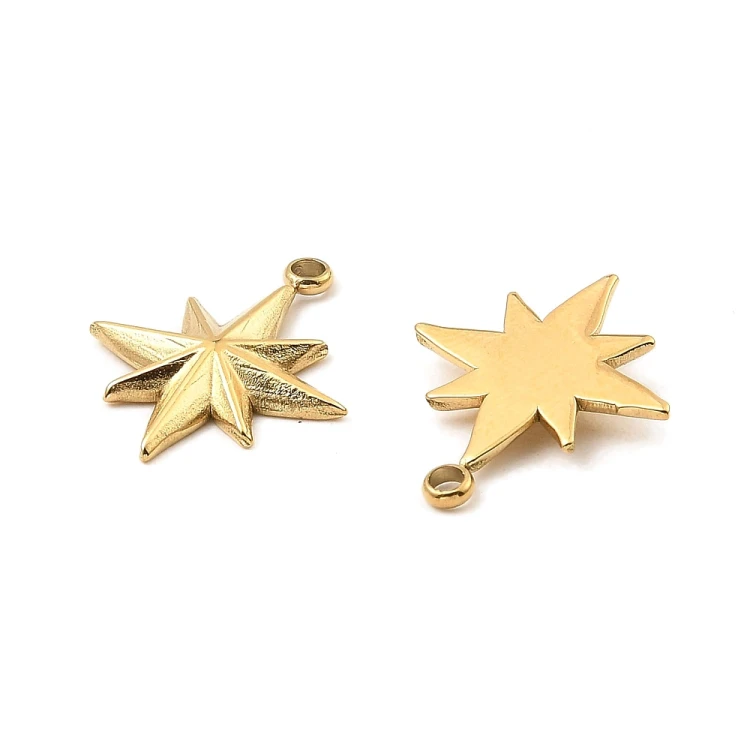 ZSS464 Zawieszka do biżuterii gwiazda gwiazdka 14x16mm stal nierdzewna złota 18K