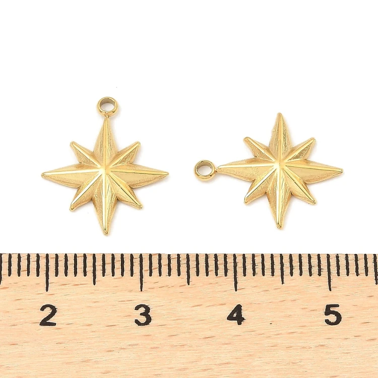 ZSS464 Zawieszka do biżuterii gwiazda gwiazdka 14x16mm stal nierdzewna złota 18K