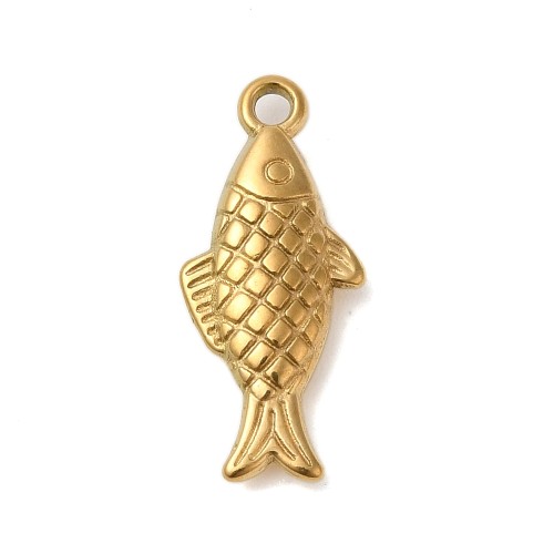ZSS465 Zawieszka do biżuterii ryba rybka 9x20mm stal nierdzewna IP złota 18K