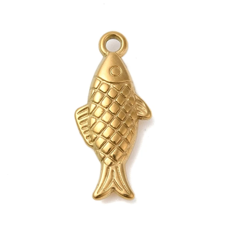 ZSS465 Zawieszka do biżuterii ryba rybka 9x20mm stal nierdzewna IP złota 18K