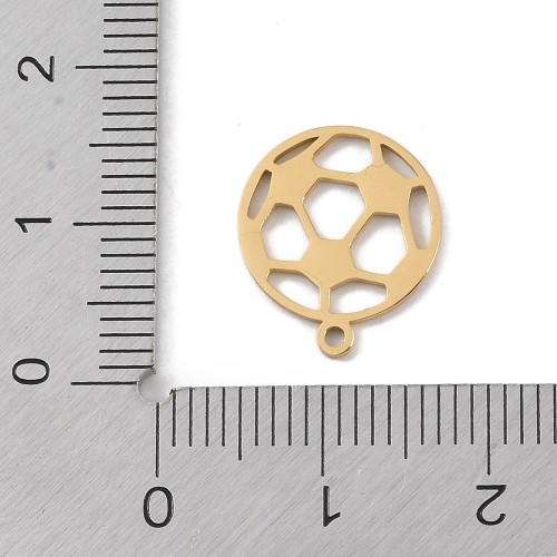 ZSS466 Zawieszka do biżuterii piłka nożna 12x14mm stal nierdzewna złota