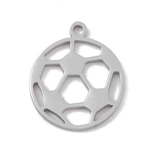 ZSS467 Zawieszka do biżuterii piłka nożna 12x14mm stal nierdzewna platynowa