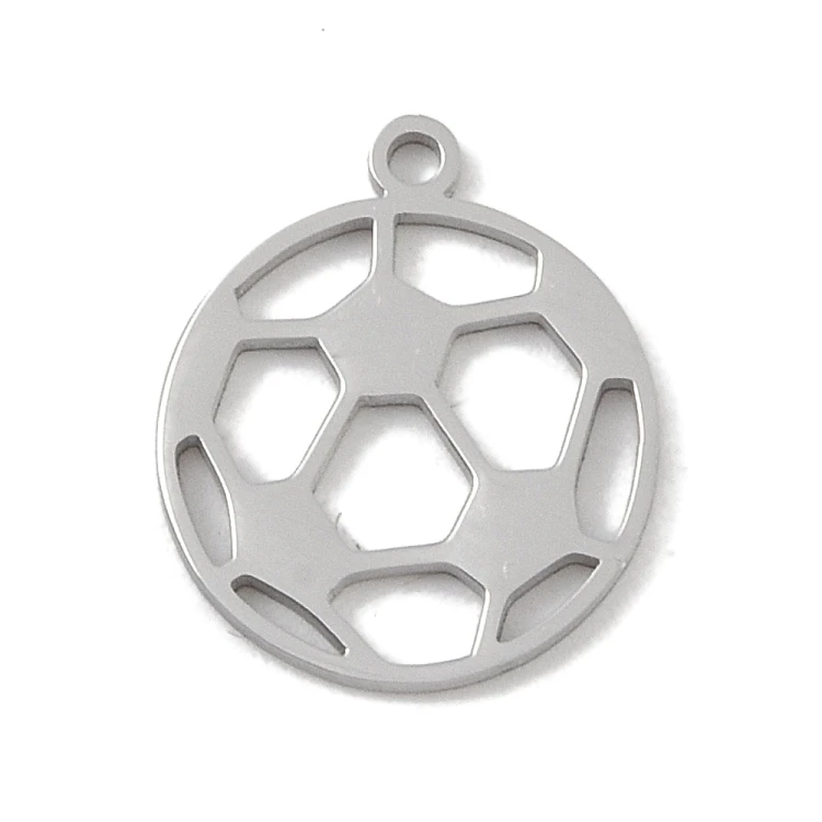 ZSS467 Zawieszka do biżuterii piłka nożna 12x14mm stal nierdzewna platynowa