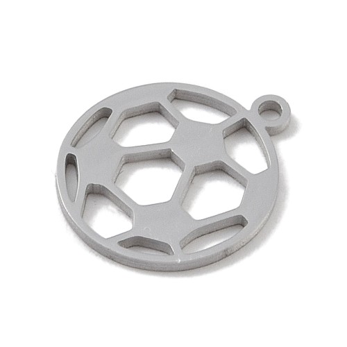 ZSS467 Zawieszka do biżuterii piłka nożna 12x14mm stal nierdzewna platynowa