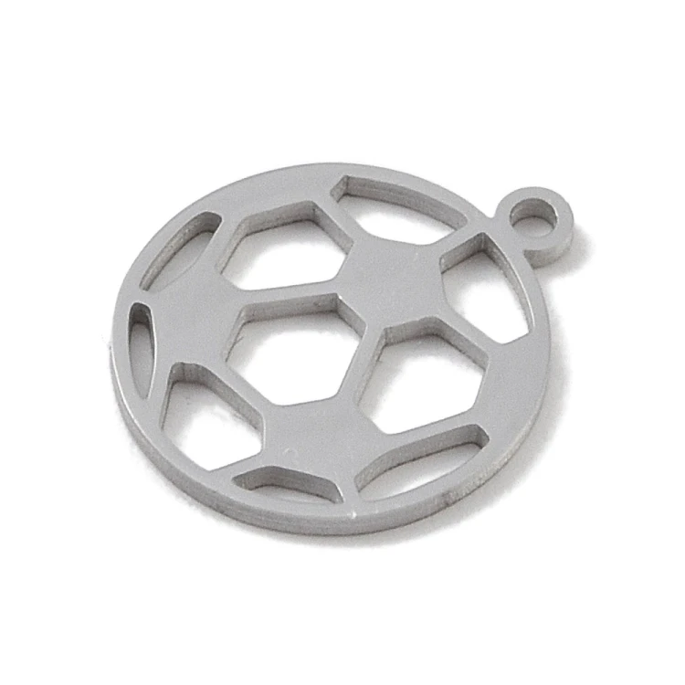ZSS467 Zawieszka do biżuterii piłka nożna 12x14mm stal nierdzewna platynowa