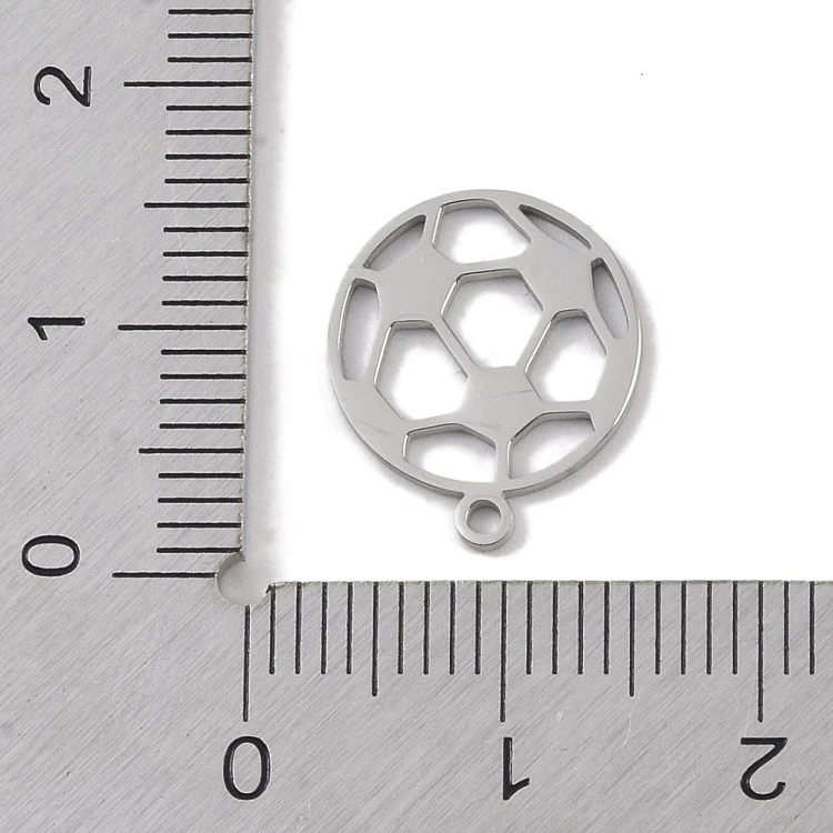 ZSS467 Zawieszka do biżuterii piłka nożna 12x14mm stal nierdzewna platynowa