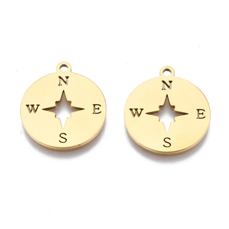 ZSS468 Zawieszka do biżuterii kompas 15x17mm stal nierdzewna IP złota