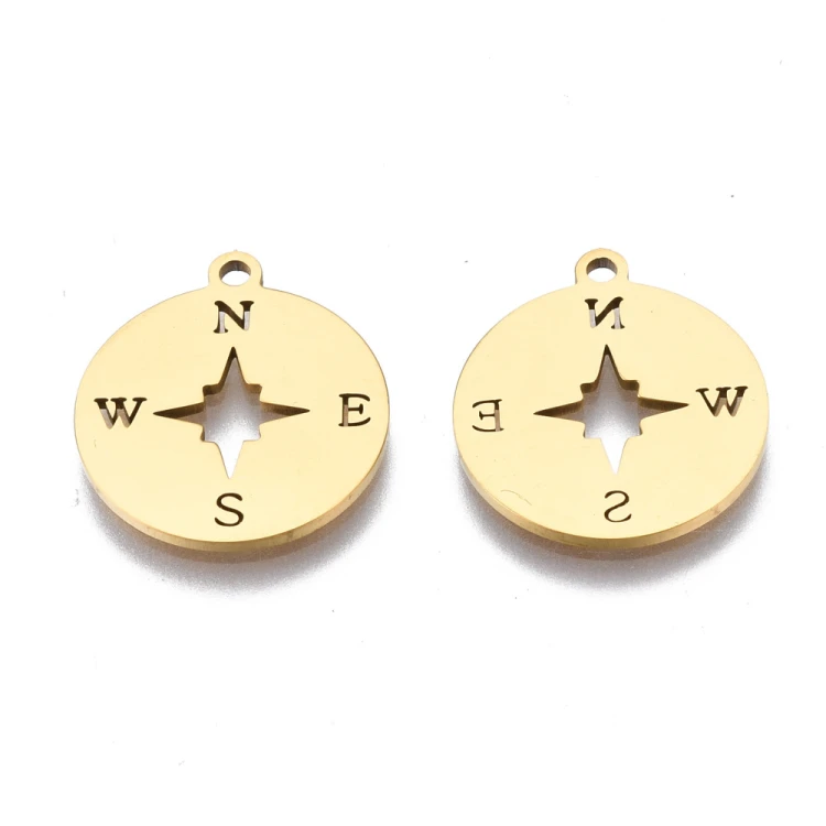 ZSS468 Zawieszka do biżuterii kompas 15x17mm stal nierdzewna IP złota