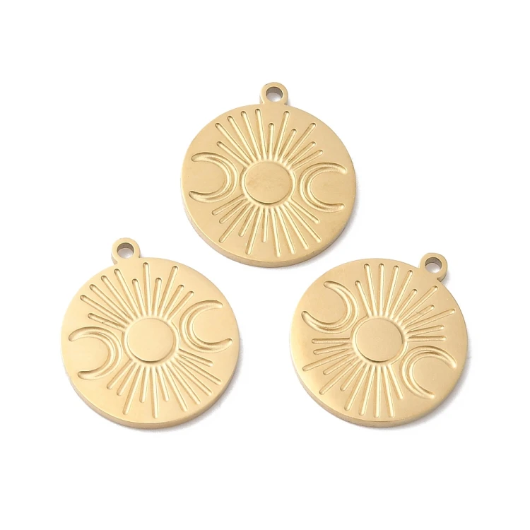 ZSS469 Zawieszka do biżuterii fazy księżyca 13x14mm stal nierdzewna chirurgiczna IP złote 18K
