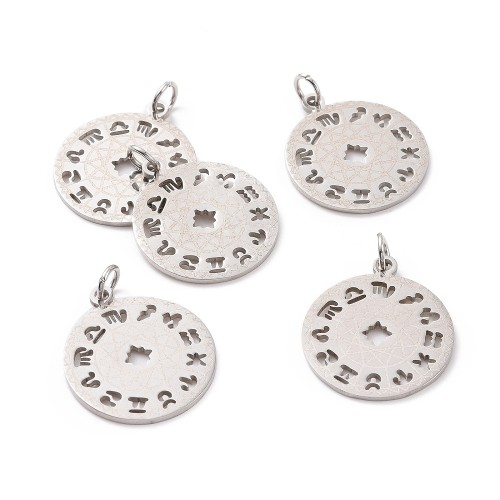 ZSS470 Zawieszka do biżuterii znaki zodiaku 19x22mm stal nierdzewna platynowa