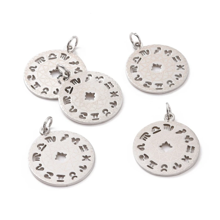 ZSS470 Zawieszka do biżuterii znaki zodiaku 19x22mm stal nierdzewna platynowa
