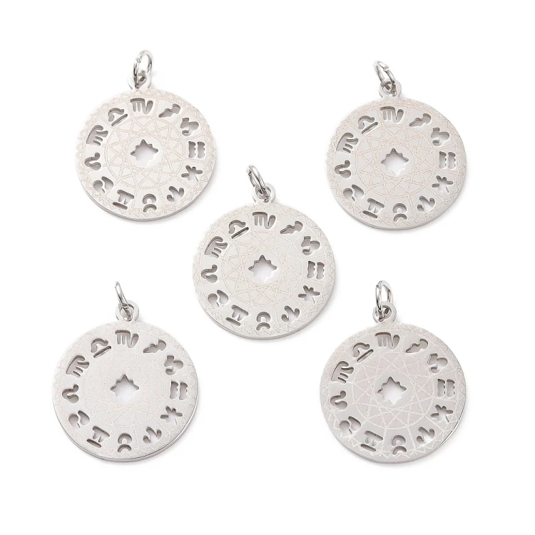ZSS470 Zawieszka do biżuterii znaki zodiaku 19x22mm stal nierdzewna platynowa