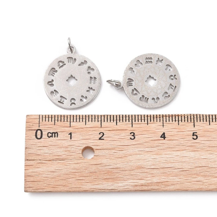 ZSS470 Zawieszka do biżuterii znaki zodiaku 19x22mm stal nierdzewna platynowa