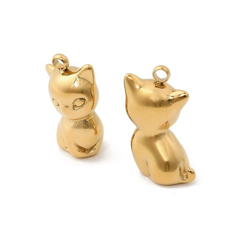 ZSS474 Zawieszka do biżuterii kot kotek 10x16mm stal nierdzewna IP złoty