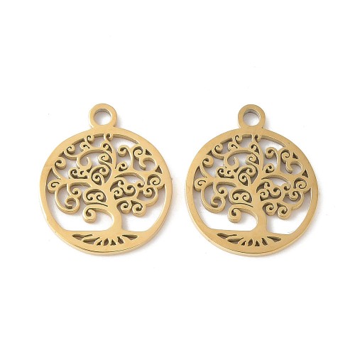 ZSS475 Zawieszka do biżuterii drzewo życia tree of live 12x14mm stal nierdzewna IP złote 14K
