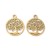 ZSS475 Zawieszka do biżuterii drzewo życia tree of live 12x14mm stal nierdzewna IP złote 14K