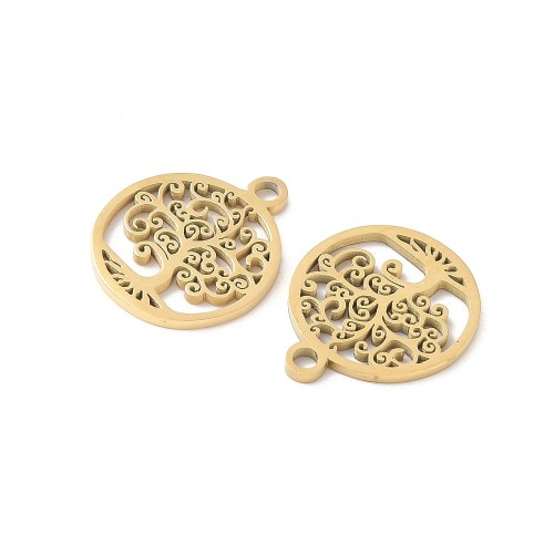ZSS475 Zawieszka do biżuterii drzewo życia tree of live 12x14mm stal nierdzewna IP złote 14K