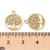 ZSS475 Zawieszka do biżuterii drzewo życia tree of live 12x14mm stal nierdzewna IP złote 14K