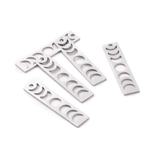 ZSS476 Zawieszka do biżuterii fazy księżyca 8x35mm stal nierdzewna platynowy