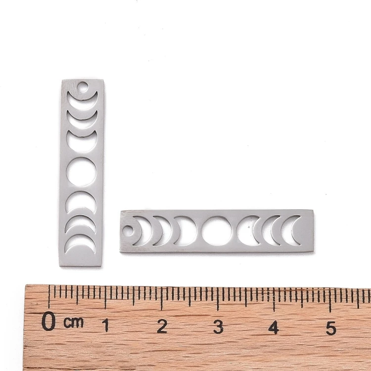 ZSS476 Zawieszka do biżuterii fazy księżyca 8x35mm stal nierdzewna platynowy