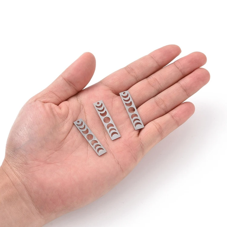 ZSS476 Zawieszka do biżuterii fazy księżyca 8x35mm stal nierdzewna platynowy