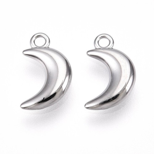 ZSS479 Zawieszka do biżuterii księżyc 6x10mm stal nierdzewna platynowy