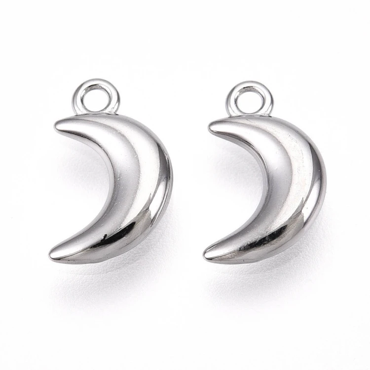 ZSS479 Zawieszka do biżuterii księżyc 6x10mm stal nierdzewna platynowy