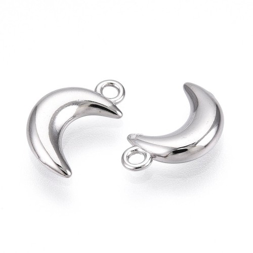 ZSS479 Zawieszka do biżuterii księżyc 6x10mm stal nierdzewna platynowy
