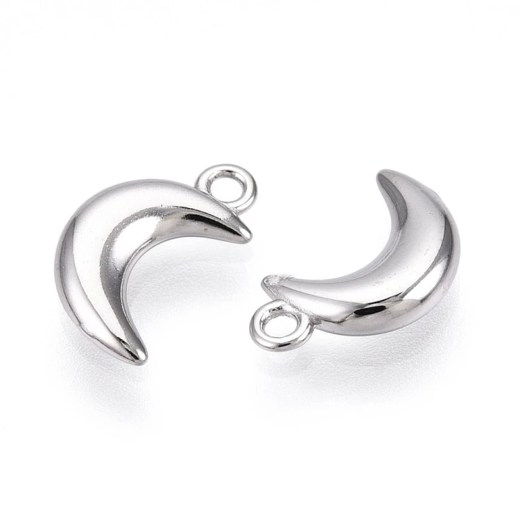 ZSS479 Zawieszka do biżuterii księżyc 6x10mm stal nierdzewna platynowy