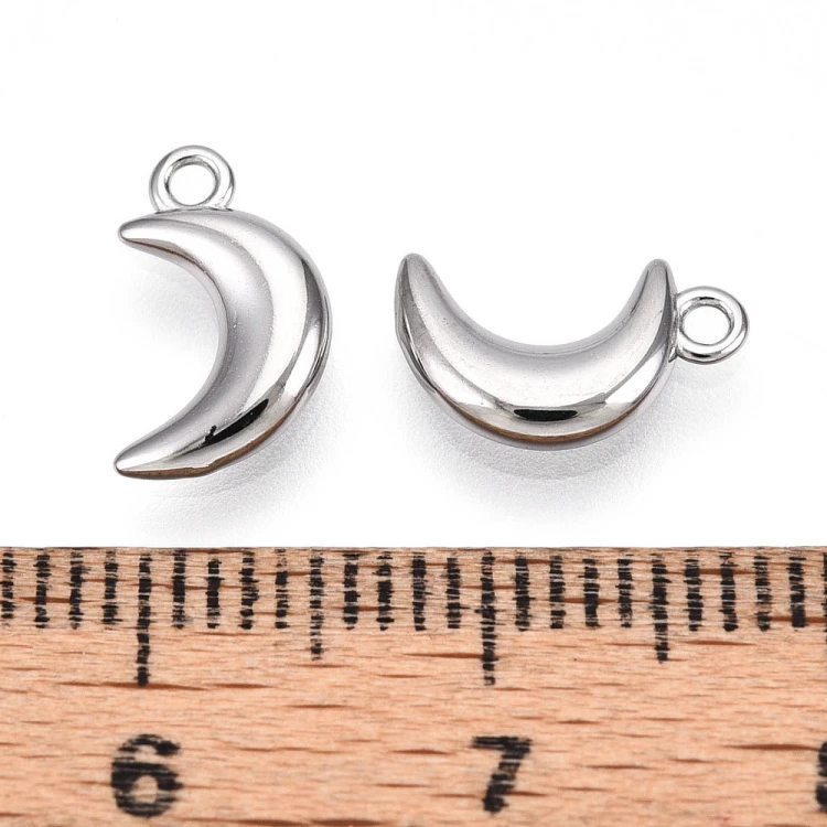 ZSS479 Zawieszka do biżuterii księżyc 6x10mm stal nierdzewna platynowy