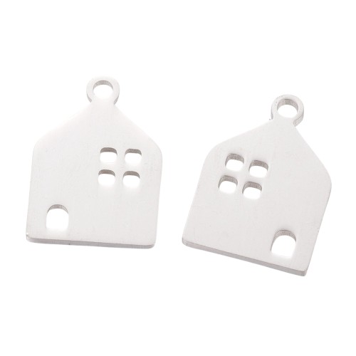ZSS480 Zawieszka do biżuterii domek 11x16mm stal nierdzewna platynowy
