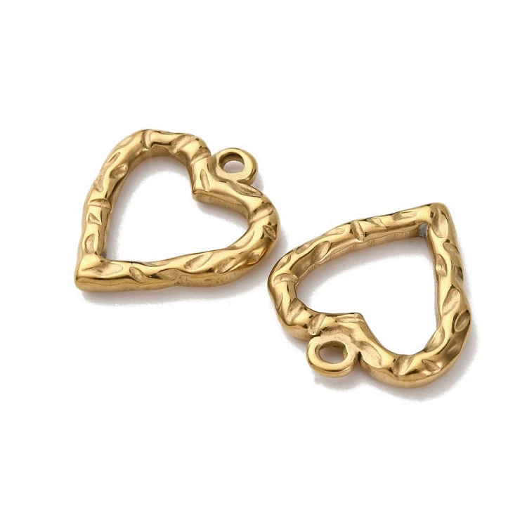 ZSS482 Zawieszka do biżuterii serce 16x18mm stal nierdzewna PVD złote