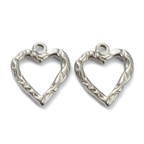 ZSS483 Zawieszka do biżuterii serce 16x18mm stal nierdzewna platynowe
